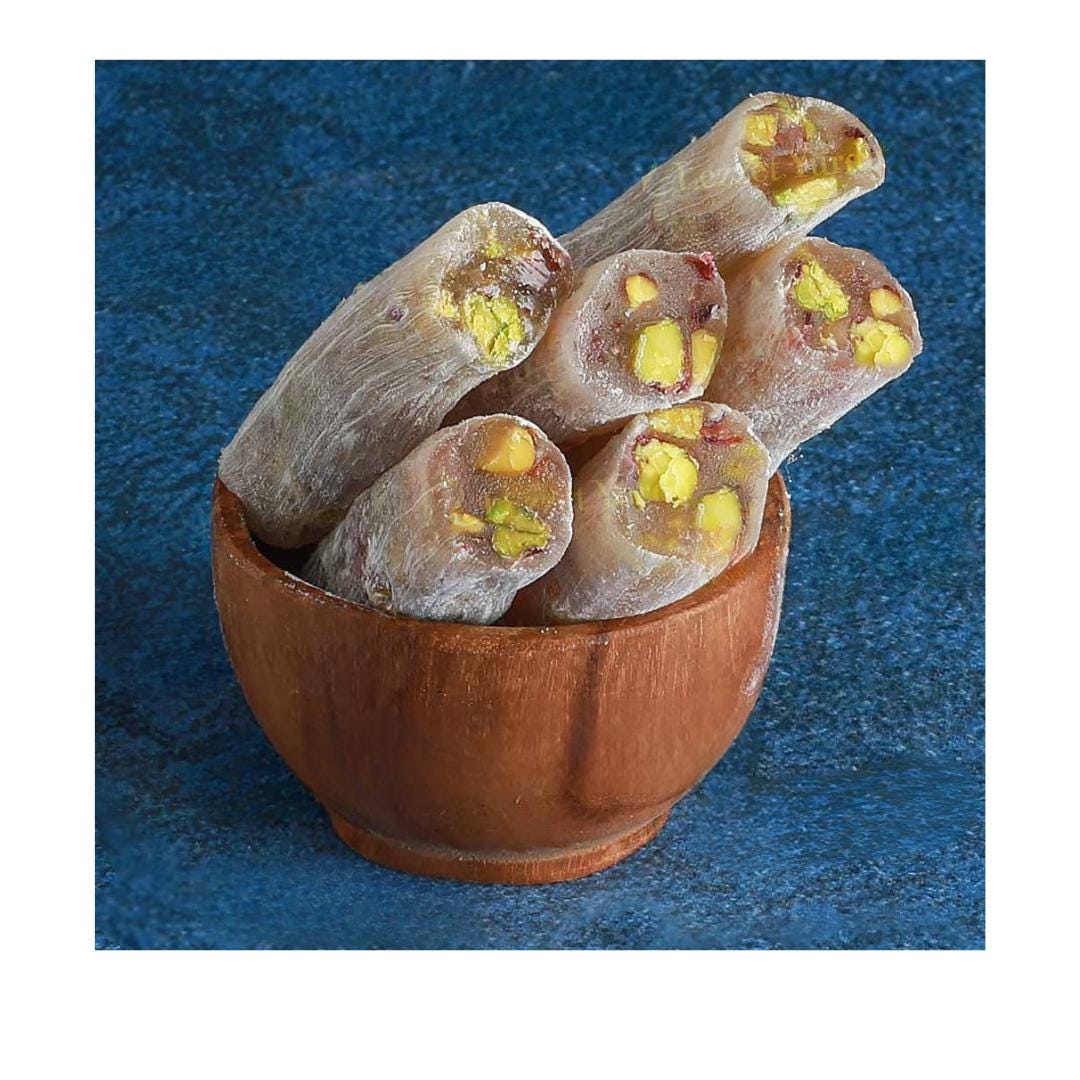 Premium Pistachio Turkish Delight Roll – Handmade Fitil Lokum – Natural Vegan Candy – Authentic Turkish Sweet Gift
