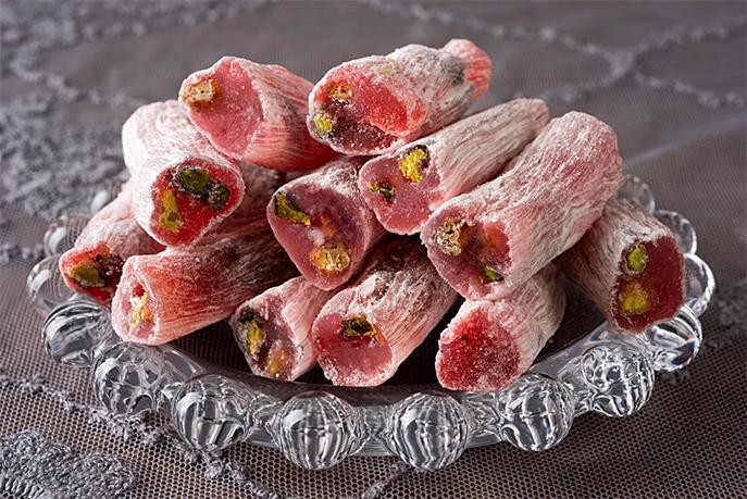 Pomegranate Pistachio Turkish Delight – Fitil Lokum Roll – Handmade Vegan Sweet – Natural Candy – Gourmet Turkish Treat