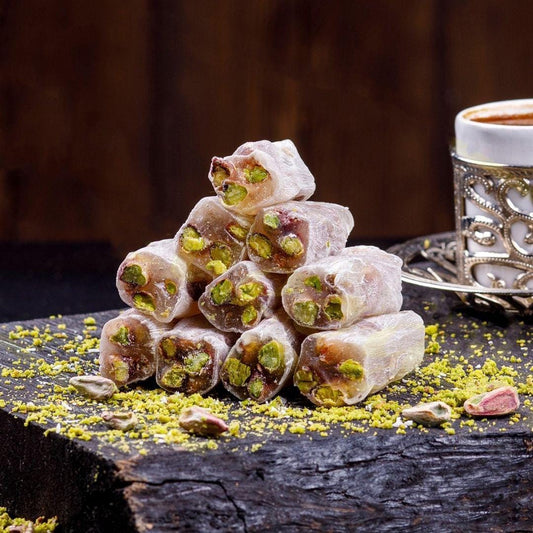 Premium Pistachio Turkish Delight Roll – Handmade Fitil Lokum – Natural Vegan Candy – Authentic Turkish Sweet Gift